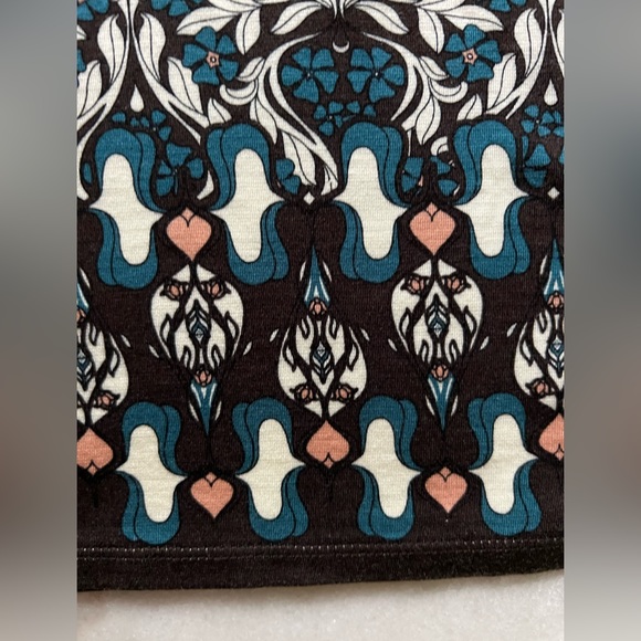 Sophie Max Floral Print Torques Brown White Stretch Skirt Sz M - Picture 6 of 10